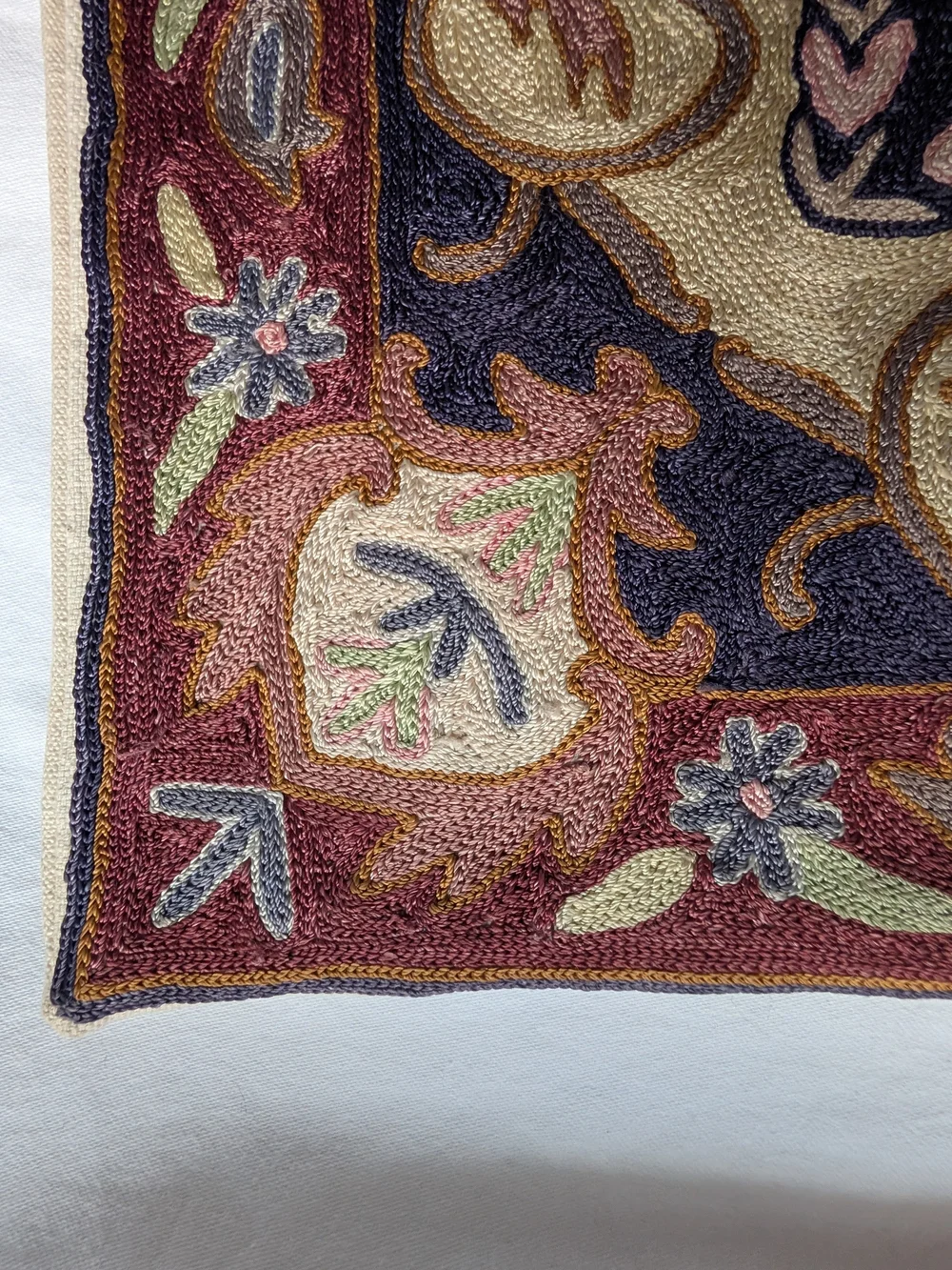 Floral Medallion Embroidered Square Pillow Cover